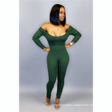 C3675  backless long sleeves rompers women bodycon jumpsuit women solid color color sexy jumpsuit 2020